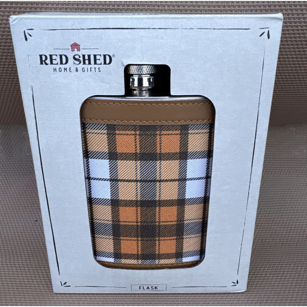 Red Shed 7.5 oz Pocket Hip Craftsman Flask 304Stainless Steel Leak-Proof Cap NEW